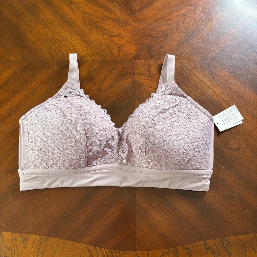 NWT Auden Bra 2X Lightly Lined Bralette Floral Lace Wireless Womens Plus Size